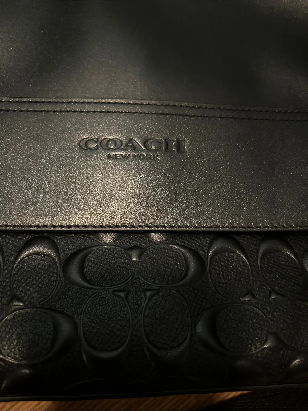 Coach Black Embossed Leather Messenger Bag